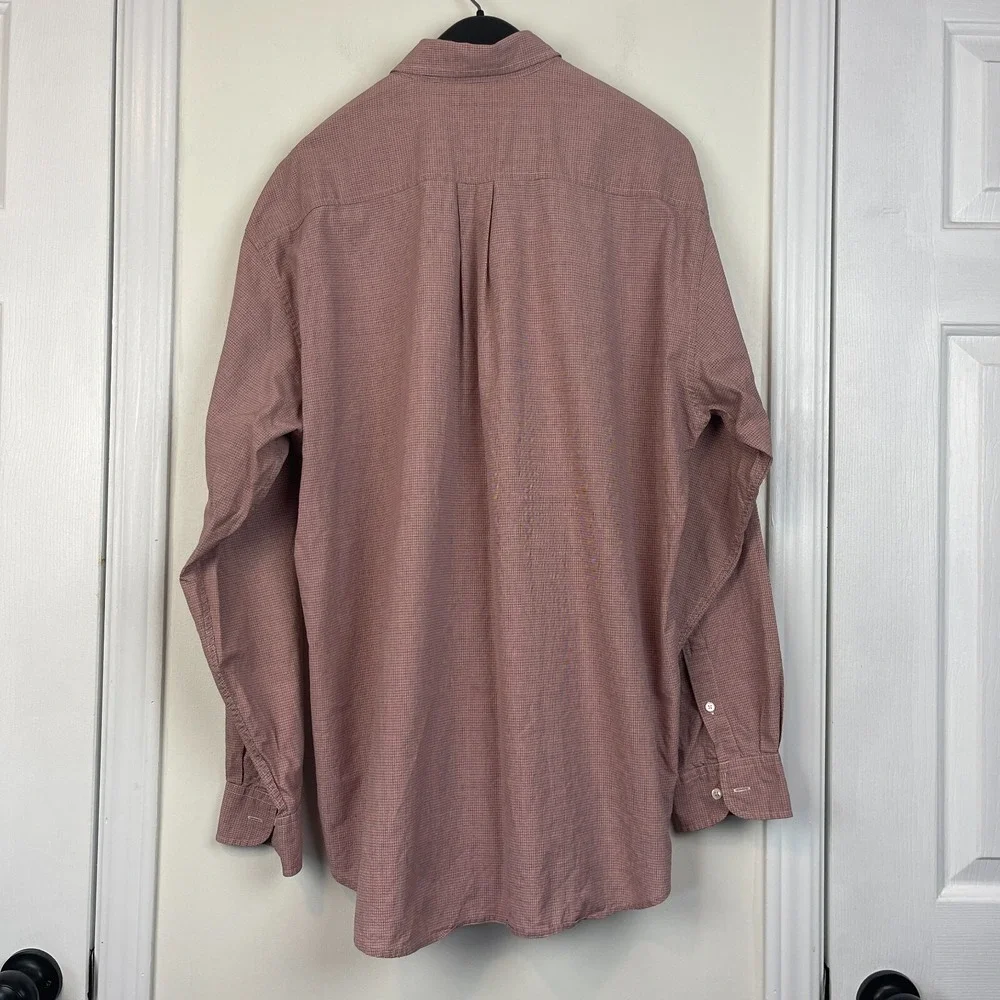 VTG 90s J Crew Oarsman Mens‎ L Cotton Long Sleeve Button Down Red Check *Read